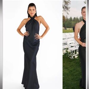 Elegant Black Halter Neck Dress